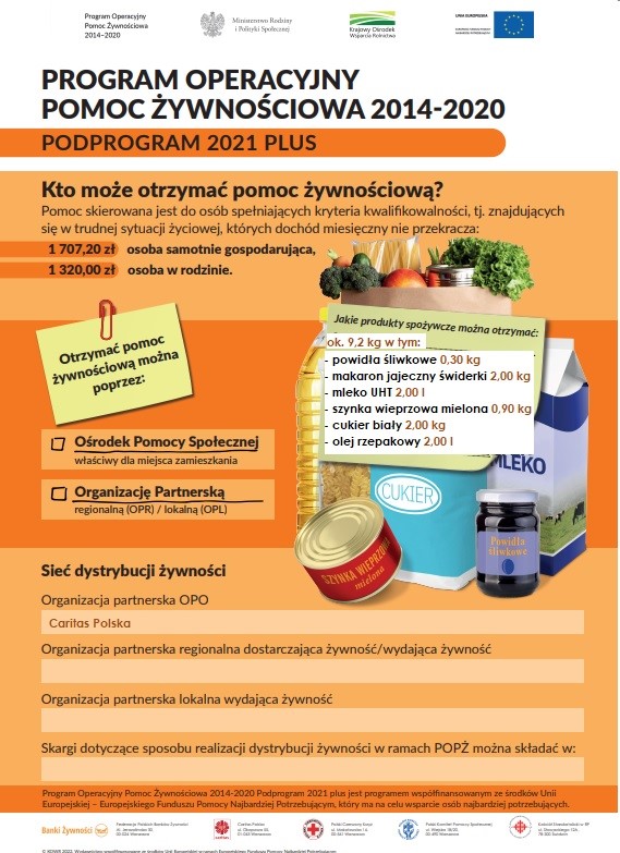 Rozpoczynamy wydawanie żywności z programu POPŻ 2021 Plus